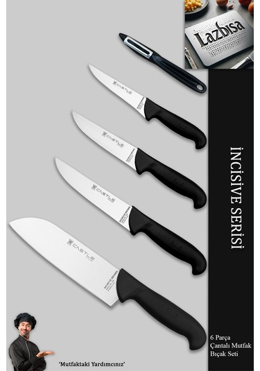 Incisive Serisi 6 Parça Mutfak Bıçak Seti Mavi Çantalı İncisive