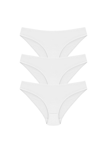 Bonbonetti Pamuklu Bikini Model  3'Lü Paket Beyaz Kadın Külot Beyaz