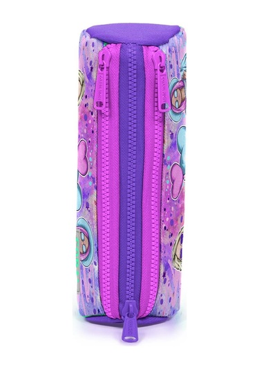 Coral High Kids Pembe Mor Fashion Girl Desenli Üç Bölmeli Kalem Çantası 22055