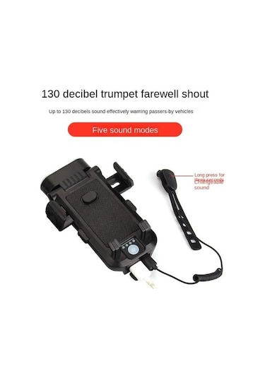 Forte Gt 6139-2 Bisiklet Ön Işık 500 Lümen Usb Şarjlı Yüksek Güçlü Far Telefon Tutucu Mavi