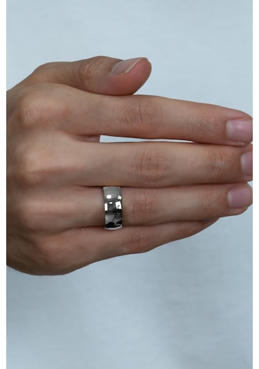 8 Mm Bombeli Gümüş Çift Alyans Söz Yüzükleri Tektaş Hediye Wr23