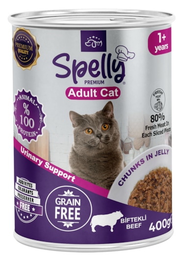 Spelly Biftekli Yetişkin Kedi Maması Konserve 12 x 400 G