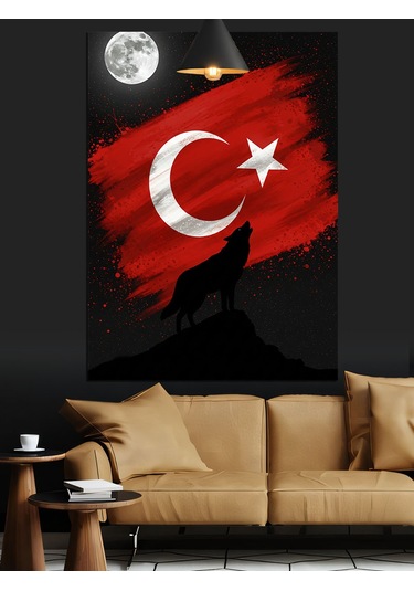 Kurt Ve Türk Bayrağı Dekoratif Kanvas - Mdf Ahşap Tablo
