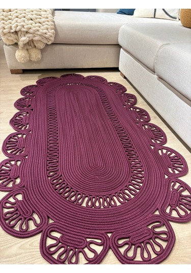 Matrix Jüt Kilim, Paspas, Mutfak Halısı, Banyo Paspası, Kilim, Halı, Oturma Odası Halısı Mürdüm