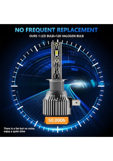 Geeroyoo A6 H1 Led Far Ampulü 120w 6500k 12000lm Ip68 Su Geçirmez 10-32v Çift Paket