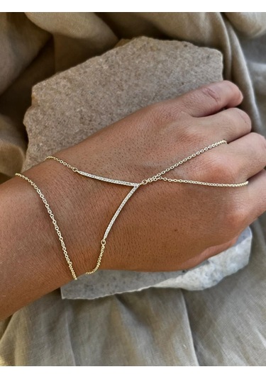 Taşlı Altın Renkli V Şahmeran Çok Renkli