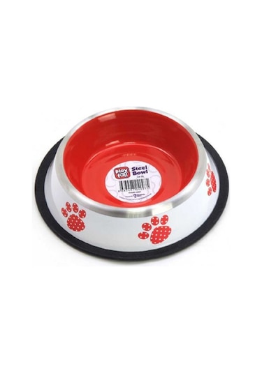 Playfull Renkli Pati Desenli Çelik Mama ve Su Kabı 16 Oz Pfmk-4097