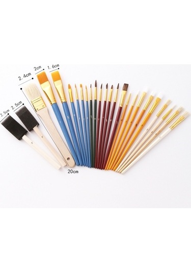 Willowhaven Zhu Tıng 25 Adet Çok Fonksiyonlu Yağlı Boya Fırça Seti - Guaj & Akrilik Boya İçin Öğrenci Malzemeleri Standart Koleksiyon