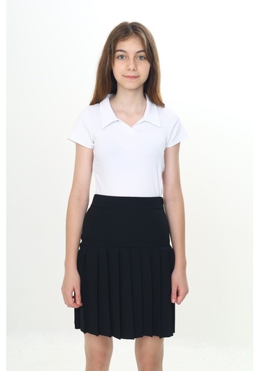 Toontoy Kız Çocuk Yarı Piliseli Okul Etek Siyah