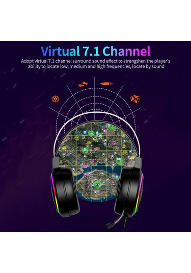 Padalink Rgb Işıklı 7.1 Usb Kablolu Oyun Kulaklığı - 50mm Hoparlör, Omnidireksiyonel Mikrofon, Müzik Ve Oyun İçin D立体 Ses, Mavi