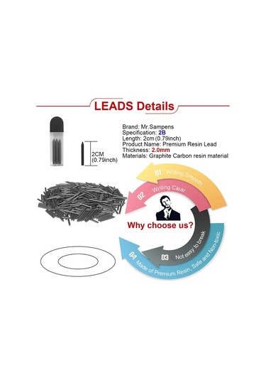 500 Adet/kutu Pusula Kurşun Yedekler 2mm 2b Hb Siyah 2.0mm Çizim