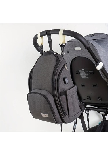 Wangxi Koyu Gri Yuksek Kaliteli Malzeme Cift Omuzlu Buyuk Kapasiteli Cok Fonksiyonlu Anne Cantasi Bebek Bezi Cantasi Koyu Gri