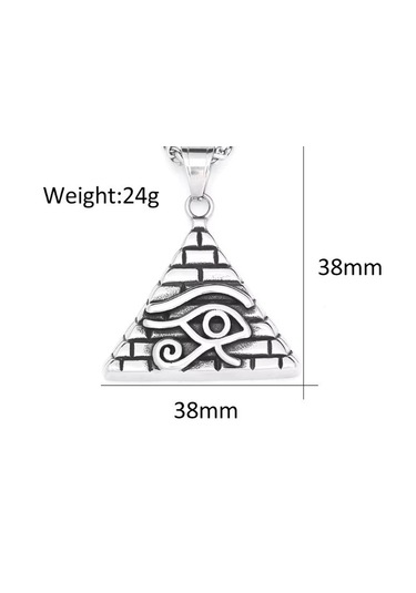 Paslanmaz Çelik 3 Boyut Mısır Piramit Horus Göz Kolye