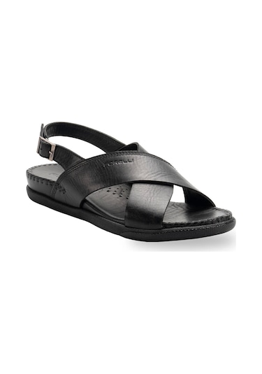Forelli Fujı-g Kadın Comfort Deri Sandalet Siyah