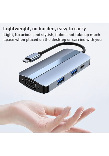 Byl-2106 7'si 1 Arada Usb-c / Type-c - Usb Yerleştirme İstasyonu Hub Adaptörü Gümüş