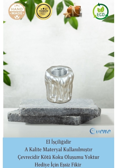 Mumluk Şamdan Tealight Mum Uyumlu Orta Erimiş Mum Model - Gümüş