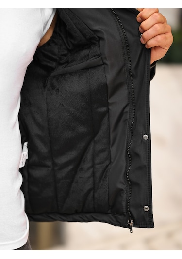 Outdoor Su Ve Rüzgar Geçirmez Kapitone Içi Kürklü Softshell Mont Siyah