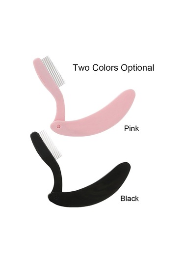 Vkemall Katlanabilir Paslanmaz Çelik Dişli Göz Kirpik Fırçası Ve Kaş Tarama Aracı - Pembe