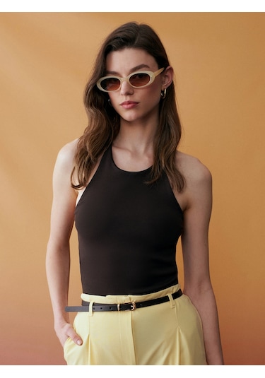 Dilvin 21051 Halter Yaka Askılı Top-koyu Kahve