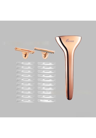 2025 Yeni Çinko Alaşımlı Manuel Tıraş Makinesi Erkek Gelişmiş Tıraş Makinesi Xt201 Gül Altın 20 Adet Bıçak