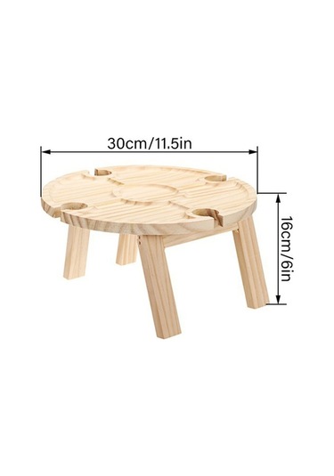 Prestigegoods Cbtx Ahşap Yuvarlak Piknik Masası 30x16cm, Taşınabilir, Katlanır, Su Geçirmez, 4 Bölünmüş Alan Ahşap
