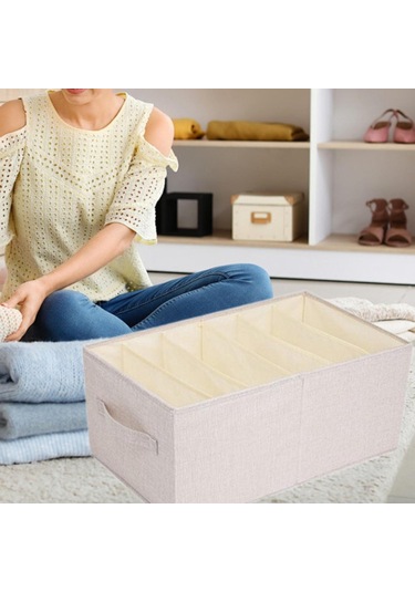 Suntek Giysi Yorgan Saklama Kutusu XL Bej 6 Izgara Bej