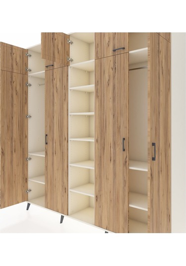 Hyperion Dolap 12 Raflı 9 Kapaklı 2 Askılı 220x44x243 Aytaşı-çam/aytaşı Atlas Çam/aytası