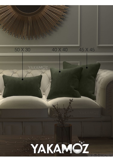 Sarmaşık Yeşili Kırlent , Yastık Kılıfı Kadife Görünümlü Velvet Touch Serisi Sarmaşık Yeşili