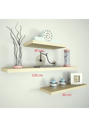 Rafkestir 3 Lü Raf Set ( 120 - 60 - 40 ) Beyaz ( Parlak )