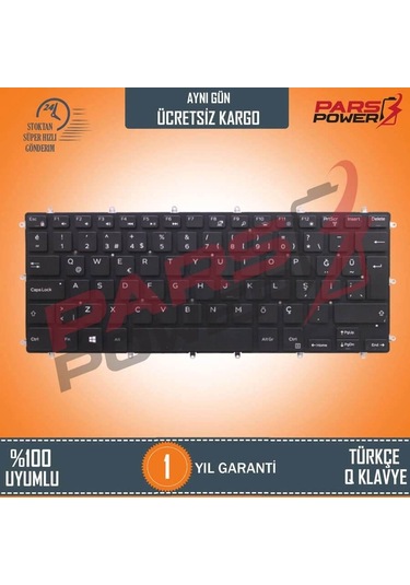 Dell Uyumlu Inspiron 13-7368. 13-5378 Notebook Klavye Işıklı Siyah Tr Siyah Işıklı - Büyük Enter