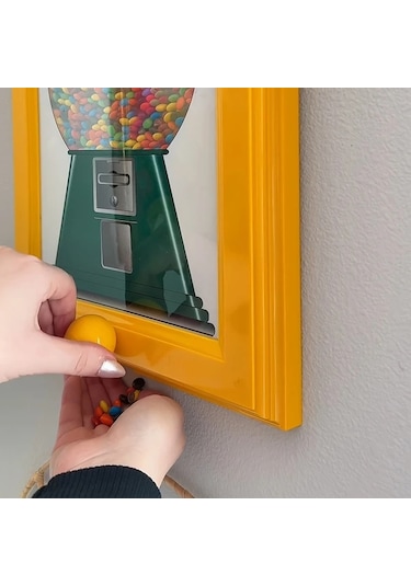 Willowhaven Sarı Duvar Tipi Şeker Kuruyemiş Dispanseri Ve Kare Fotoğraf Çerçevesi Seti