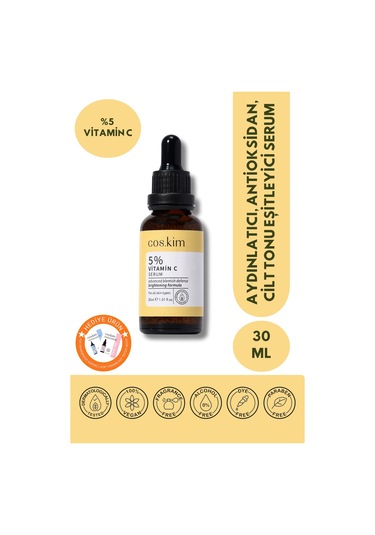 %5 C Vitamini Serum 30 Ml %2 Niacinamide, Leke Karşıtı, Aydınlatıcı, Ton Eşitleyici