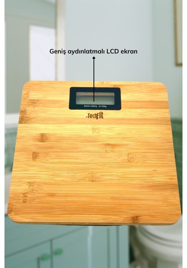 Techfit Bambu Banyo Baskülü Yüksek Hassasiyetli Darbelere Dijital