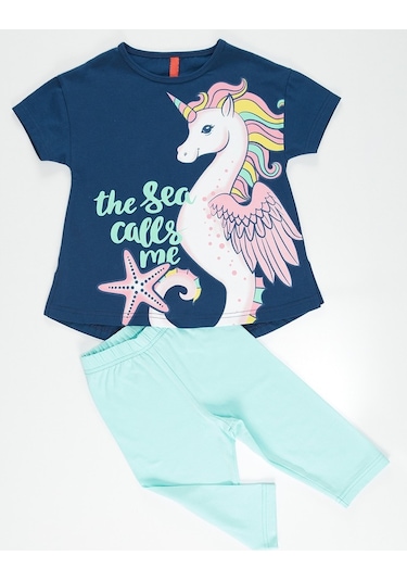 Denokids Mushi Denizatı Unicorn Kız Tunik Takım Çok Renkli