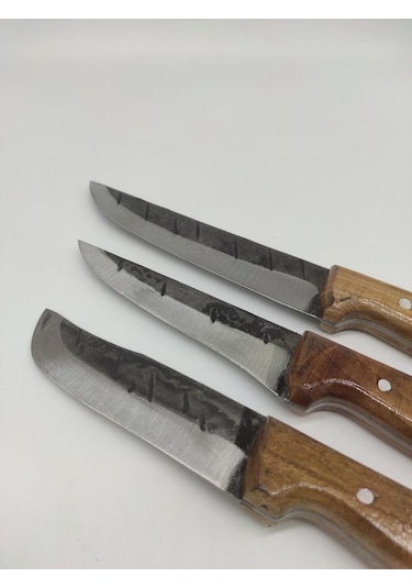 Yatağan El Yapımı Dövme Çelik 3'lü Bıçak Seti