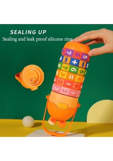 Elmpaly 316 Paslanmaz Çelik Yalıtımlı Su Şişesi, Okul Dijital Pembe 430ml Pembe Çok Renkli