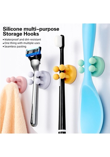 Beyaz Fonken 1 Adet Evrensel Silikon Kanca Mutfak Yaratıcıları Kendinden Yapışkanlı Diş Fırçası Tutucu Çok Amaçlı Su Geçirmez Depolama Tutucular Beyaz