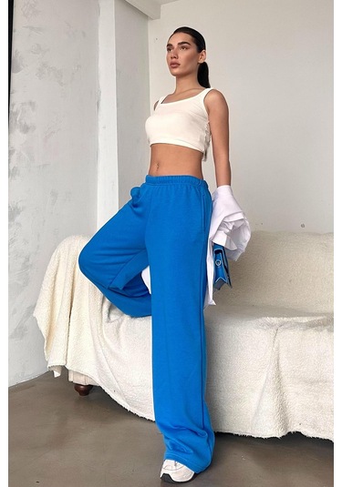 Madmext Saks Bol Paça Kadın Eşofman Altı Mg2279 Saks