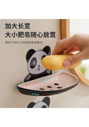 Dancemonkey Yaratıcı Duvara Monte Sevimli Panda Şeklinde Pembe Sabunluk pembe