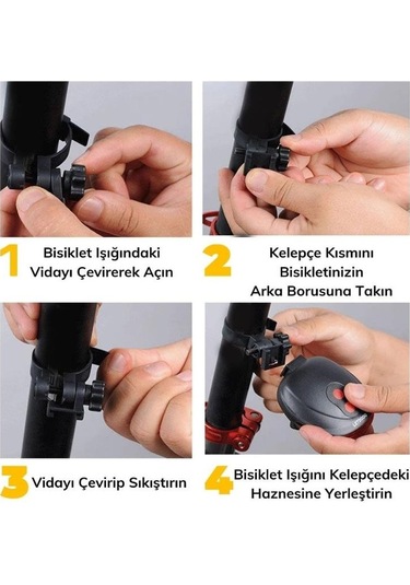 Arka Stop Lazer 5 Led Li - 3 Fonksiyonlu Pil Dahil Jy-1l Siyah - Kırmızı