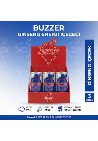 Buzzer Ginsengli Enerji Içeceği +18 - 3'lü Avantaj Set