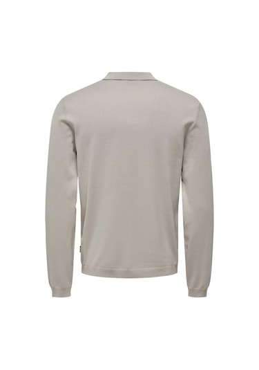 Only & Sons Erkek Polo Yaka Uzun Kollu Bej Triko T-shirt - 22021184 Siyah