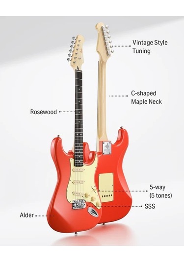 Donner Dst-600 Elektro Gitar Fiesta Red