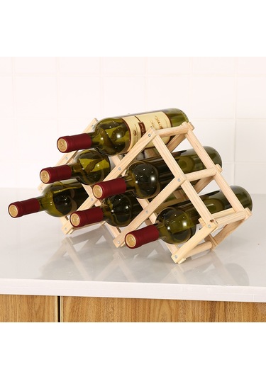 Hangfox Ahşap İçki Rafı, Gökyüzü Ağacı Malzemesi, Yaratıcı Katlanabilir Tasarım, Beş Şişelik Kapasite, Ev Dekorasyonu, Dayanıklı Kullanım