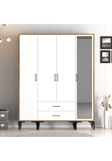 Variant Kumsal 4 Kapılı Str Gardrop - Ceviz / Beyaz