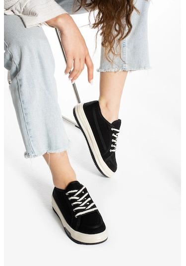 İncila Garantili Ortopedik Yüksek Taban Bağcıklı Bez Spor Sneaker Ayakkabı Incıla-7189 Siyah - Beyaz İncila Garantili Ortopedik Yüksek Taban Bağcıklı Bez Spor Sneaker Ayakkabı Incıla-7189 Siyah - Beyaz