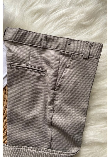 Zincir Detay Çift Düğmeli Erkek Çocuk Takım Elbise Gri Gri