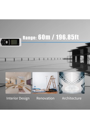 Qingmipy Usb Şarjlı Ultra Mini Lazer Ölçer - 60m Mesafe, Alan/hacim Hesaplama, Ip54 Su Geçirmez, Elektronik Seviye Siyah