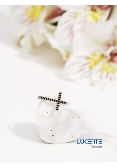 Lucente Gümüş Yüzük Kikoinli Haç 151327307 Siyah