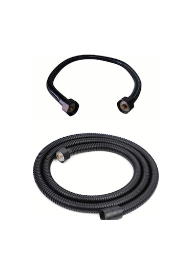 Fleko Duş Hortumu  & Kısa Robot Duş Ara Bağlantı Hortumu  Siyah 2 Diğer